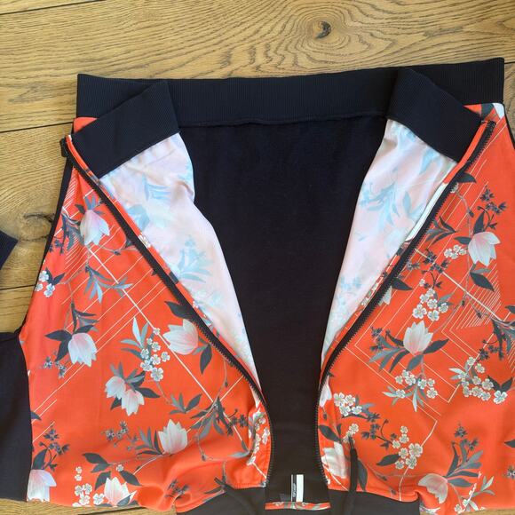 TopShop Floral Front Hooded Sweatshirt US Size 12 Asian Inspired Orange Black - Picture 3 of 7
